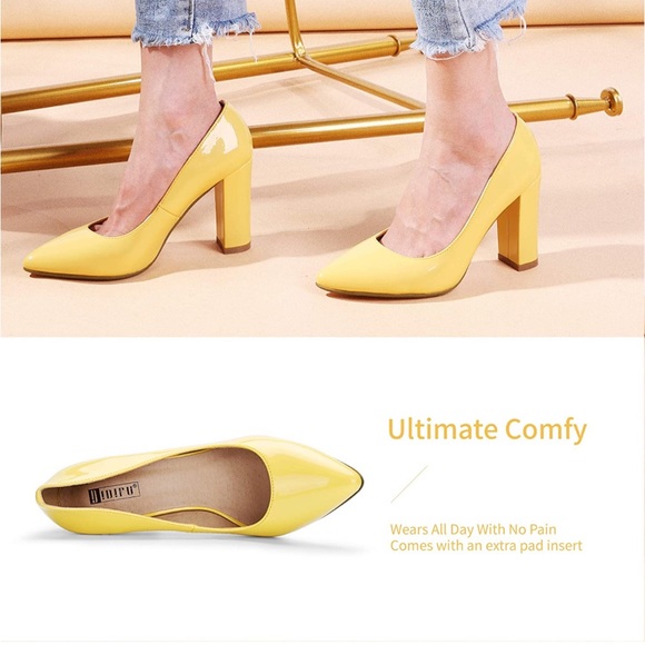 Yellow Patent Leather Pumps - Picture 4 of 13